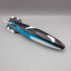 Vintage Swim Ways Toypedo 11.5" Black White Blue Pool Gliding Toy Torpedo Orca